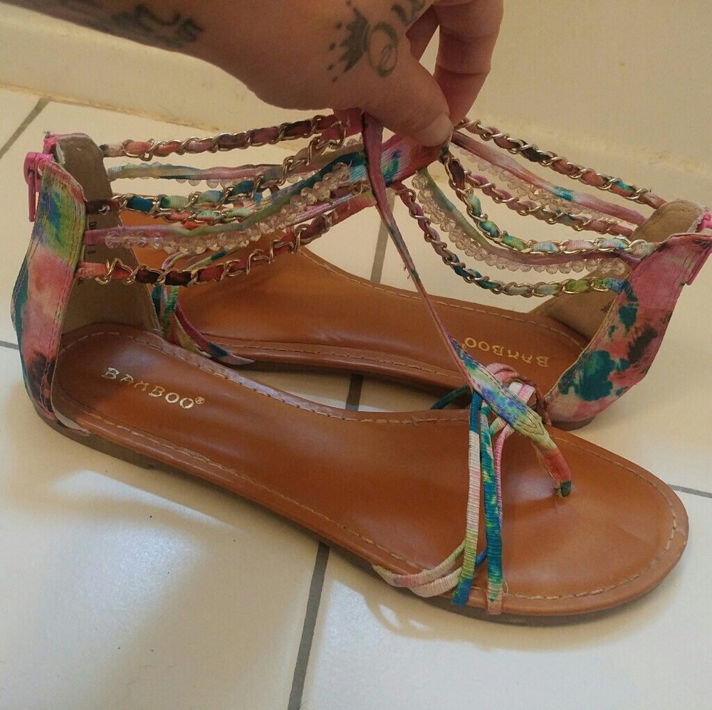 Multi Colored Gladiator Sandals - image 2
